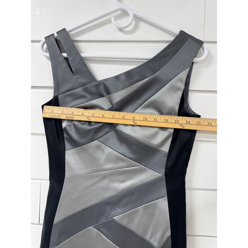 BCBGMAXAZRIA Silver Black Colorblock Bandage Sheath Dress Built-in Bra 15x38 - Picture 2 of 11